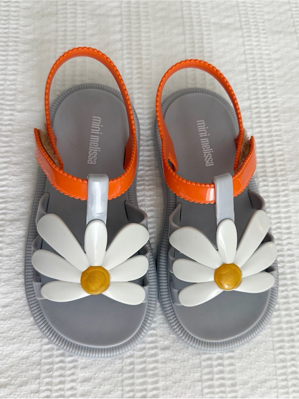 Mini Melissa Gray & Orange Daisy Jelly Sandals